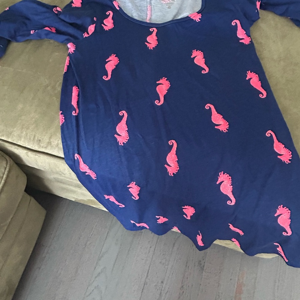 Lilly Pulitzer Navy Dress with Pink Seahorses